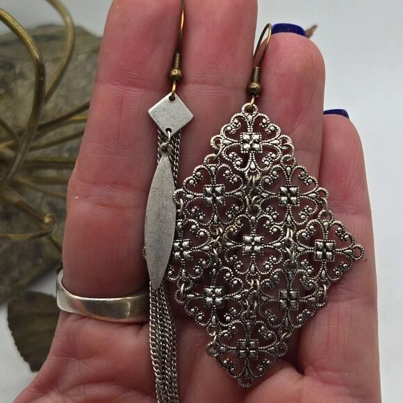 "5/$25" Mismatched Mixed Metal Dangle Earrings Sterling Brass Ear Hooks - Picture 3 of 6